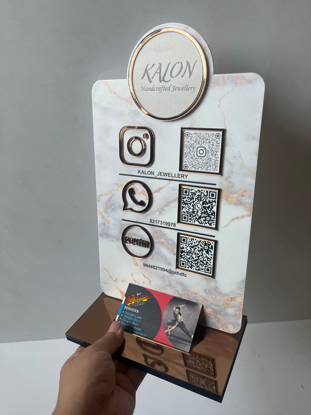 Triple qr scanner with visiting card holder