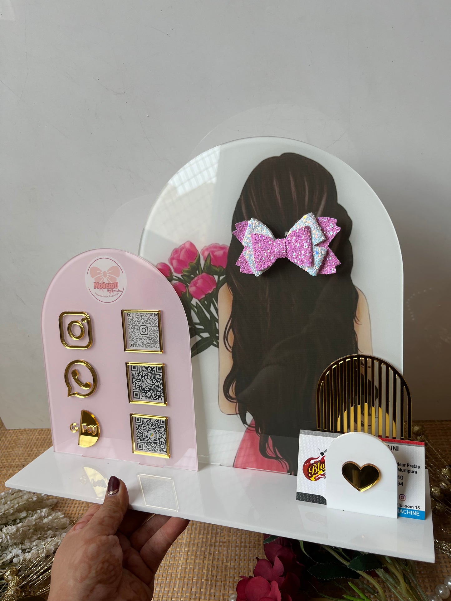 Three Qr Scanner with hair clip display