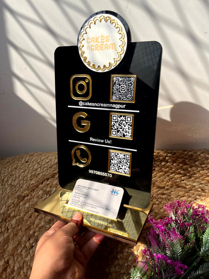 Triple qr scanner with visiting card holder