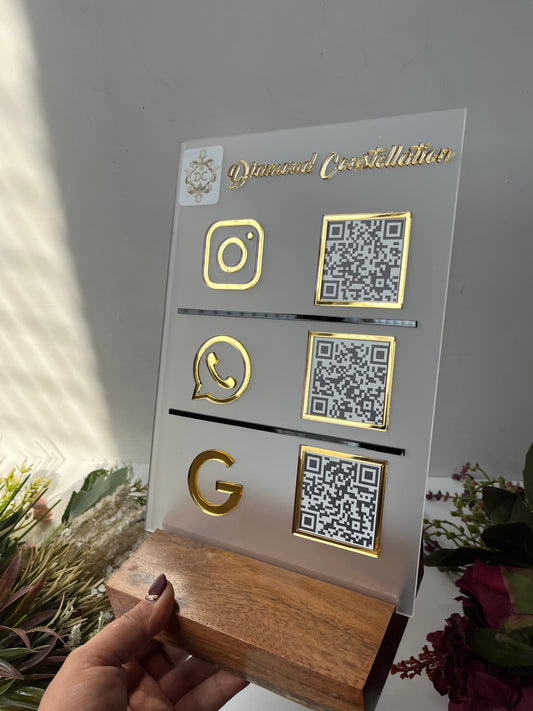 Three Qr Scanner with wooden stand