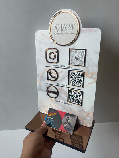 Triple qr scanner with visiting card holder