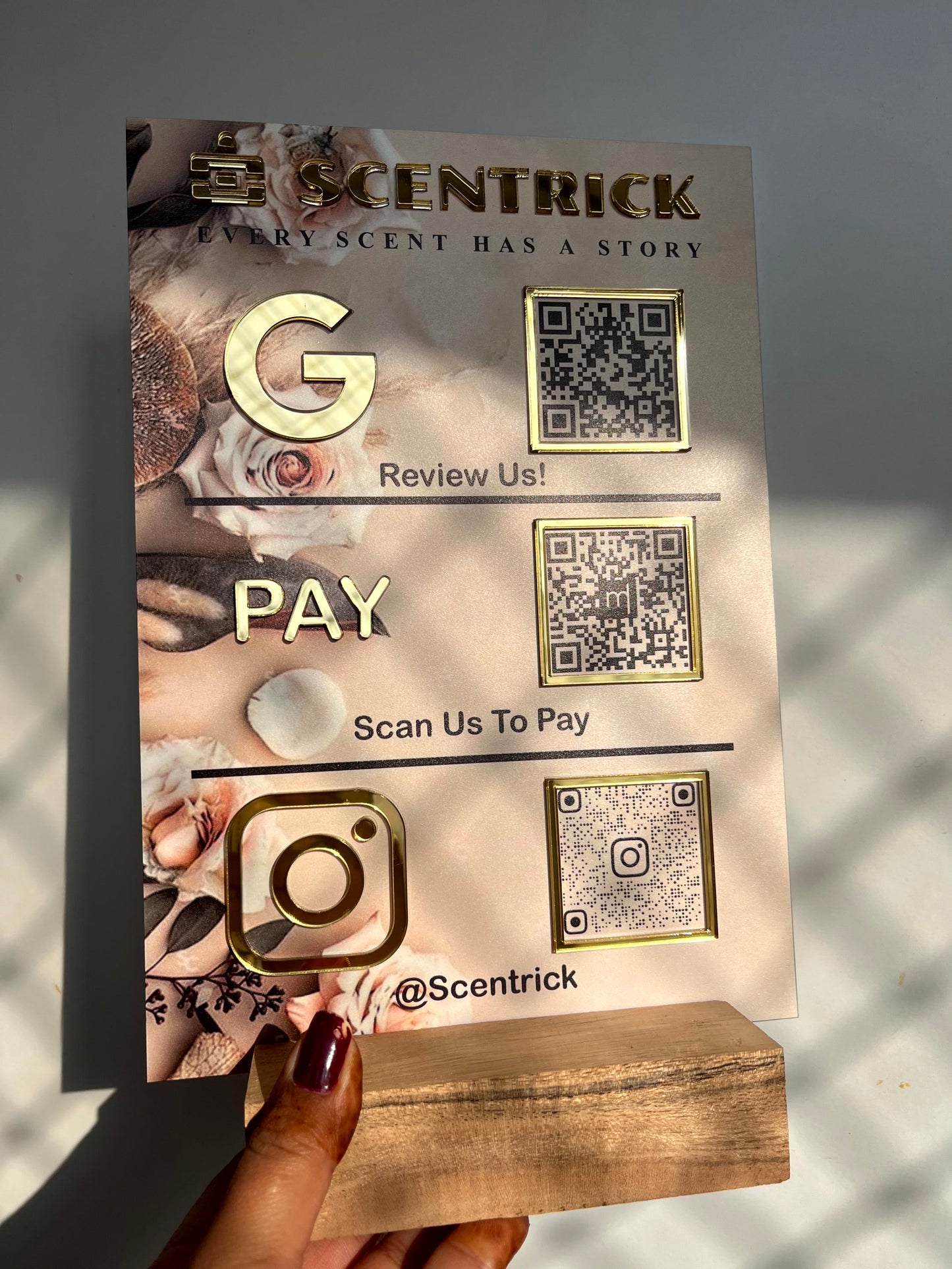 Three Qr Scanner with wooden stand