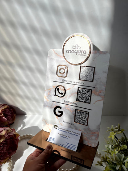 Triple qr scanner with visiting card holder