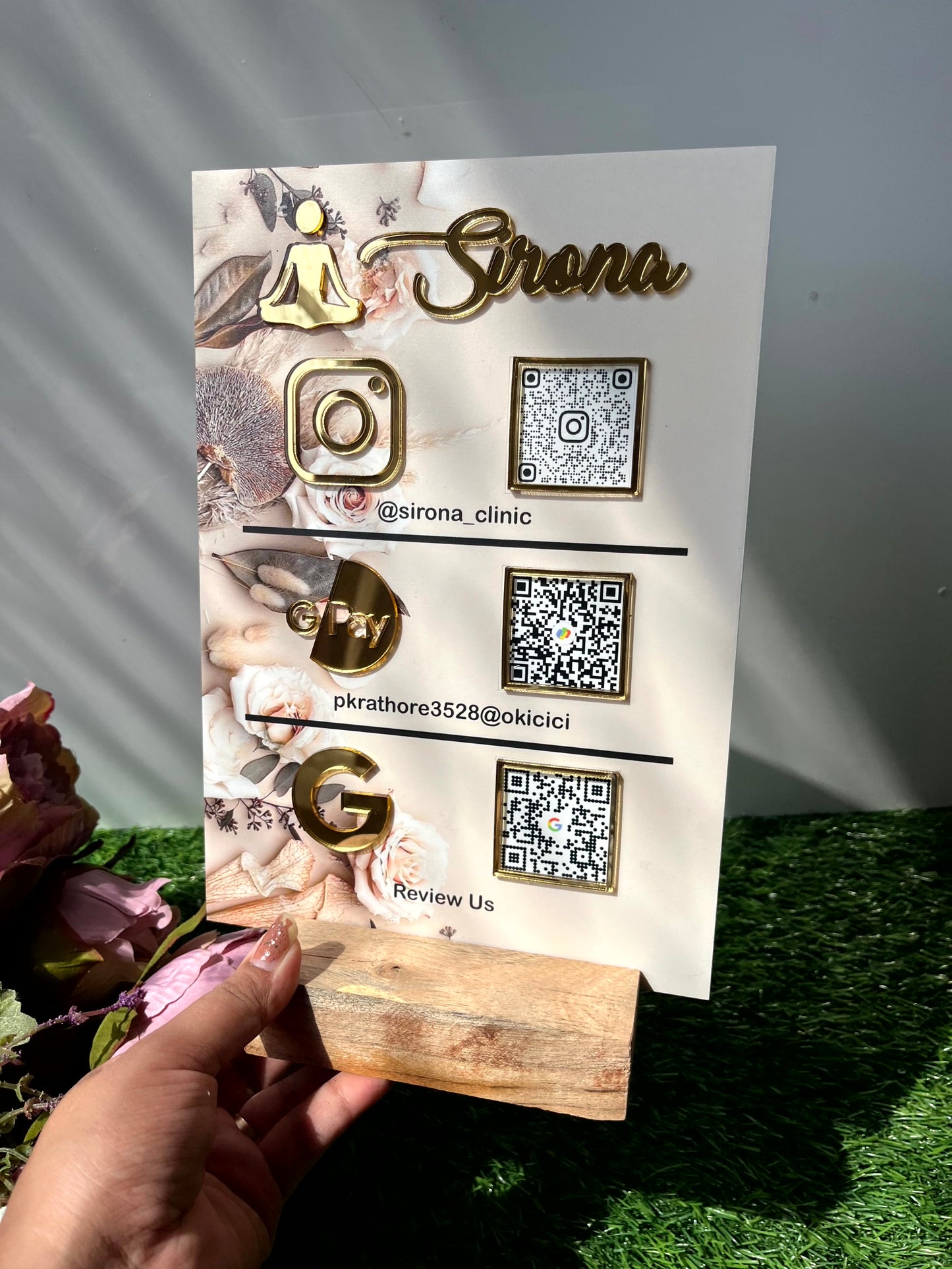 Three Qr Scanner with wooden stand