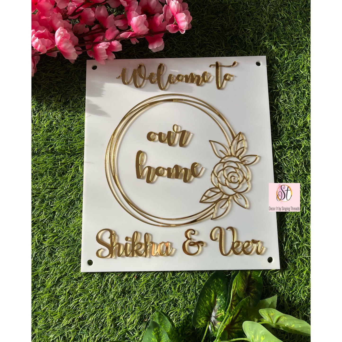 Floral Ring Acrylic Nameplate