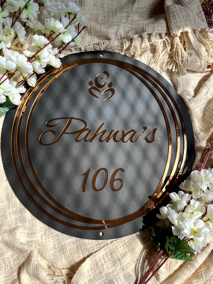 White And Copper Acrylic Nameplate