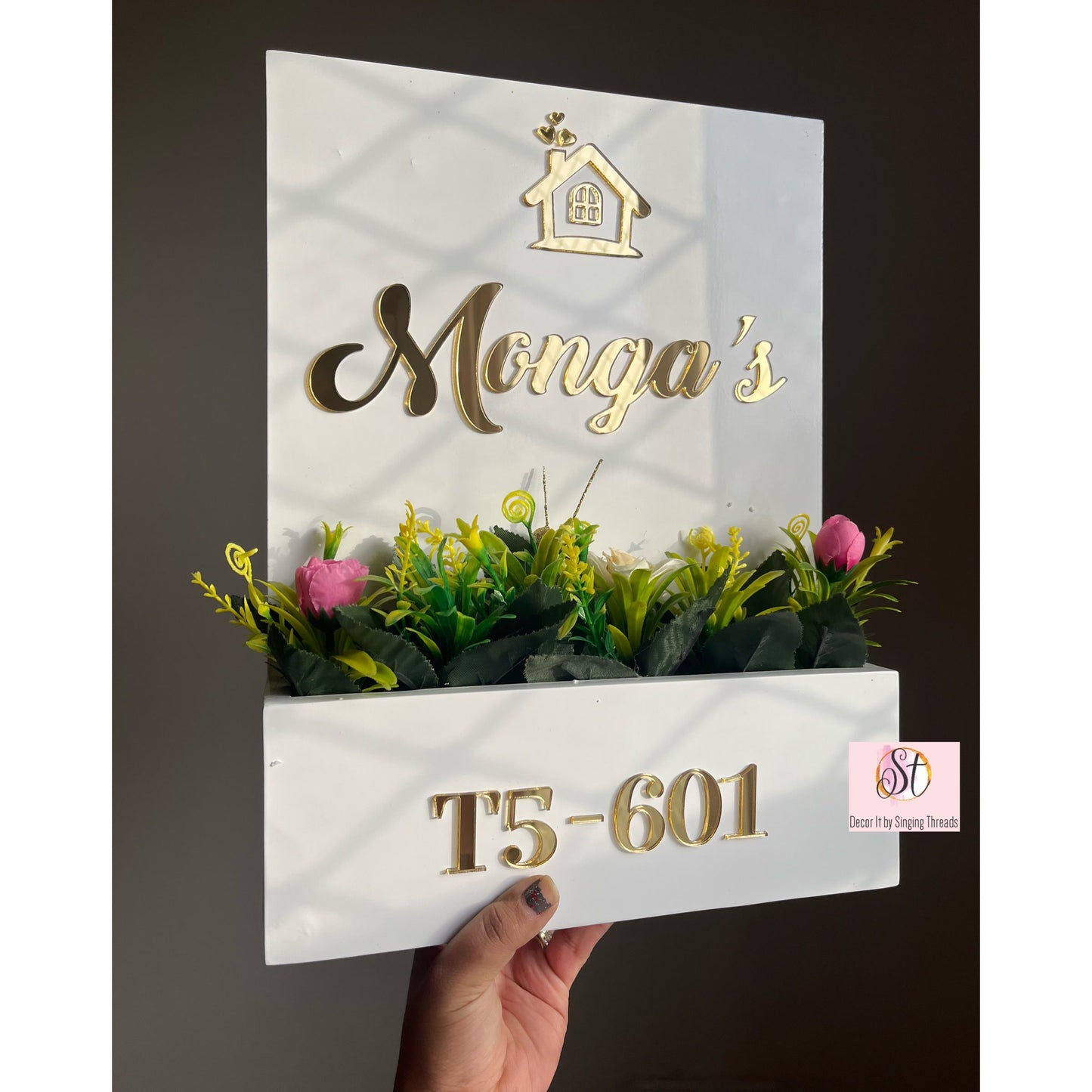 White Planter Nameplate