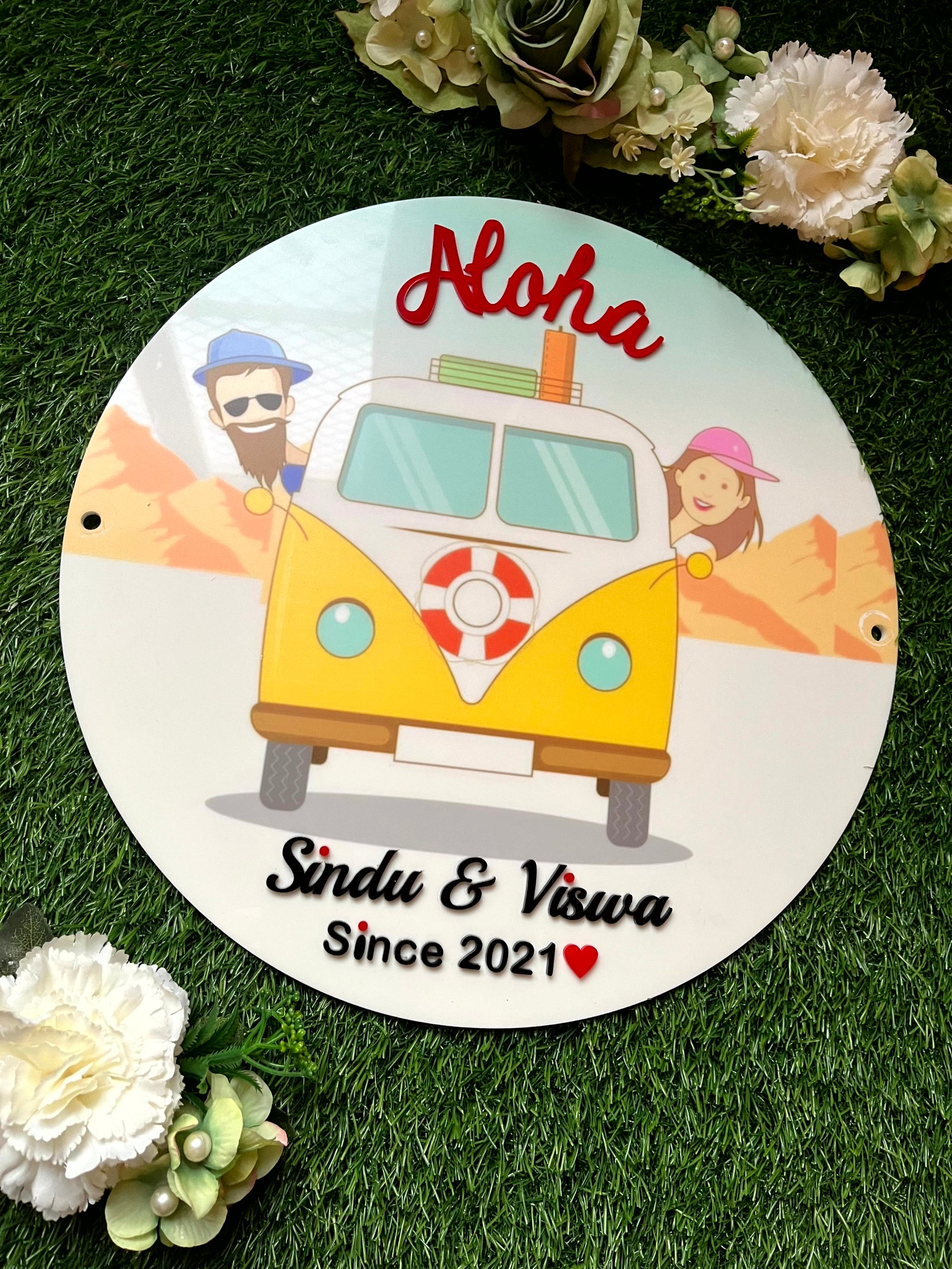 Circular Illustrative Dual Nameplate – SingingThreads