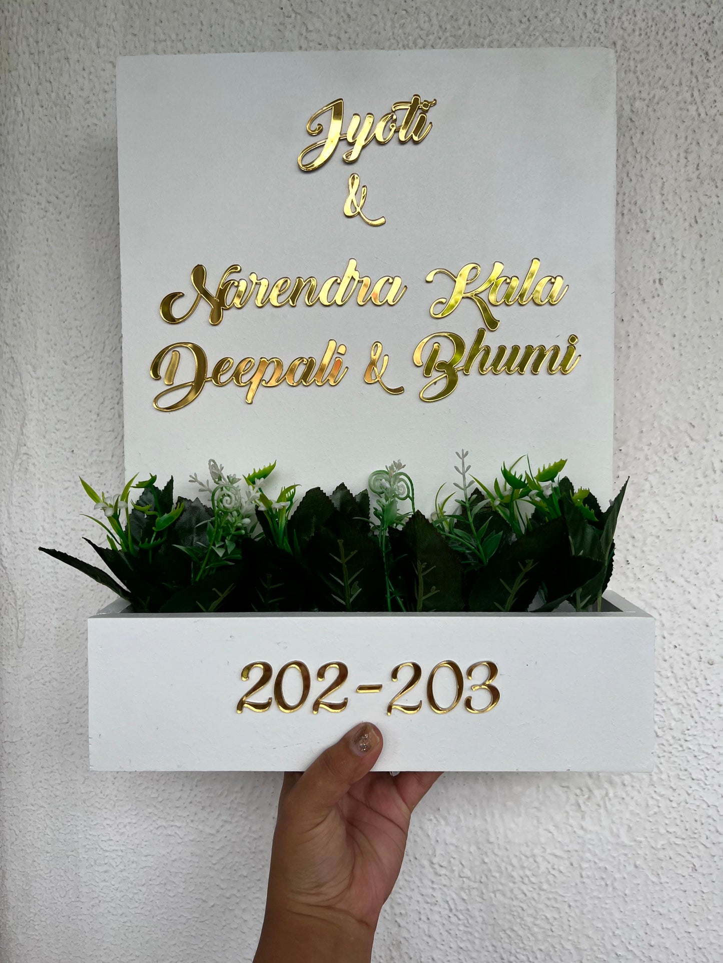 White Planter Nameplate