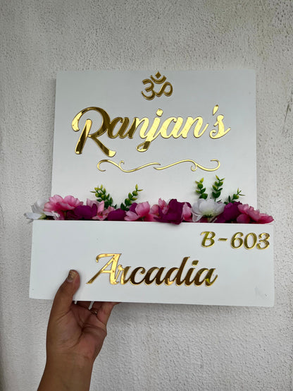 White Floral Box Nameplate