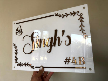 White Acrylic Nameplate