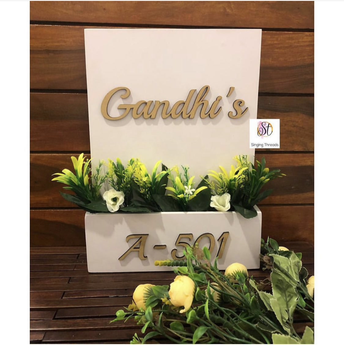 White Fiber-board Planter Nameplate