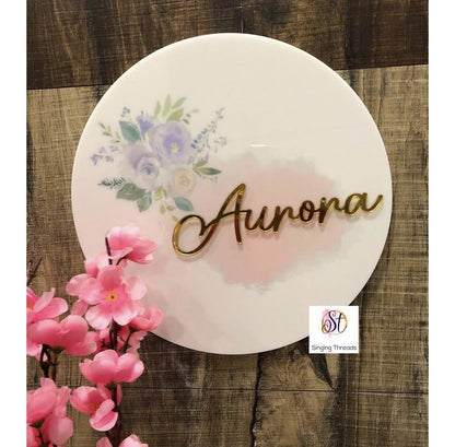 White Floral Print Nameplate