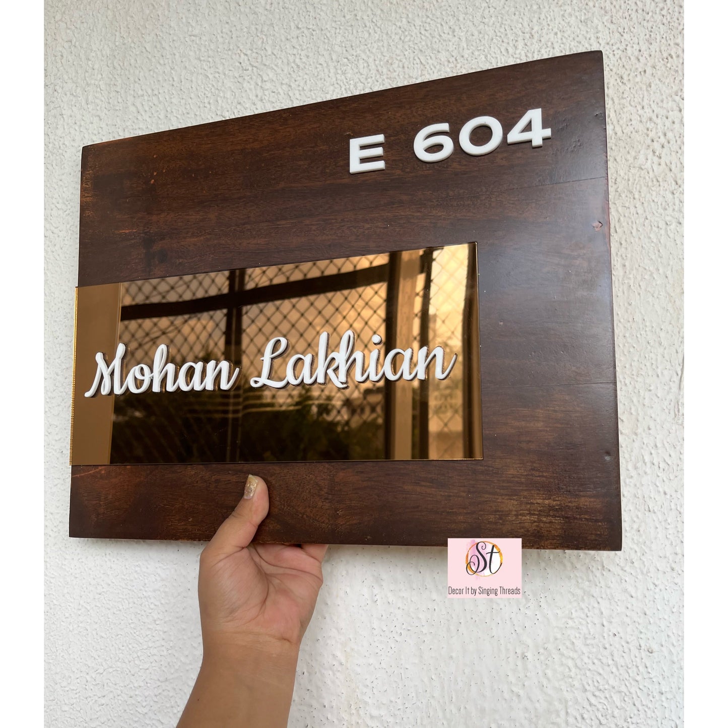 Wooden Copper Nameplate