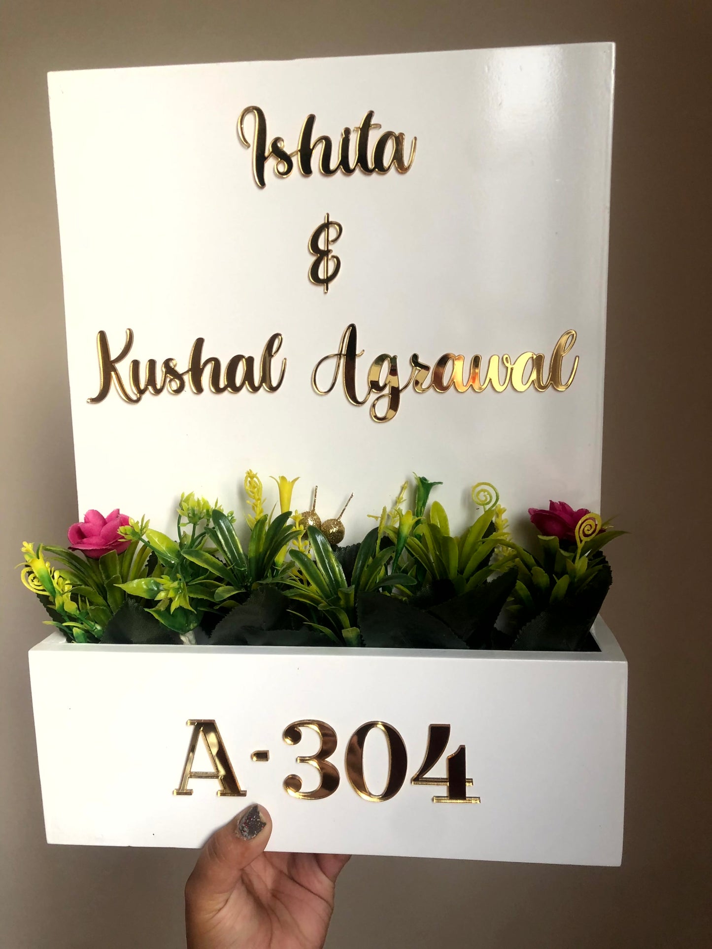 White Planter Nameplate