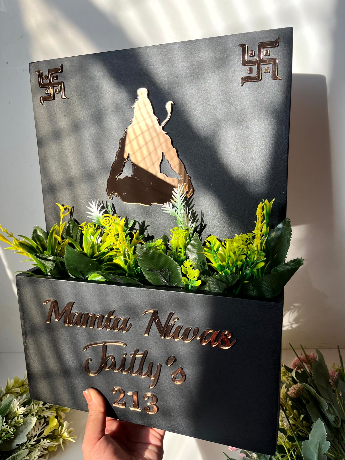 Black Half Planter Nameplate