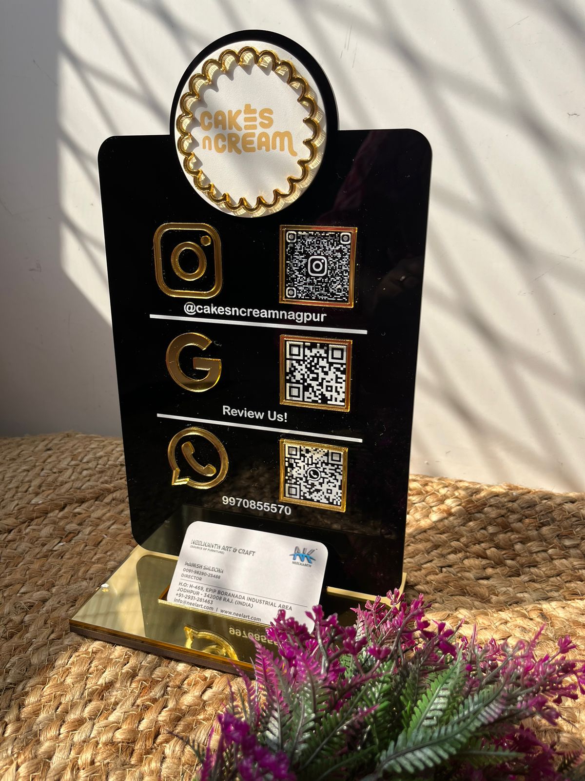 Triple qr scanner with visiting card holder